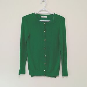 Zara Emerald Green Cardigan – Gold Buttons